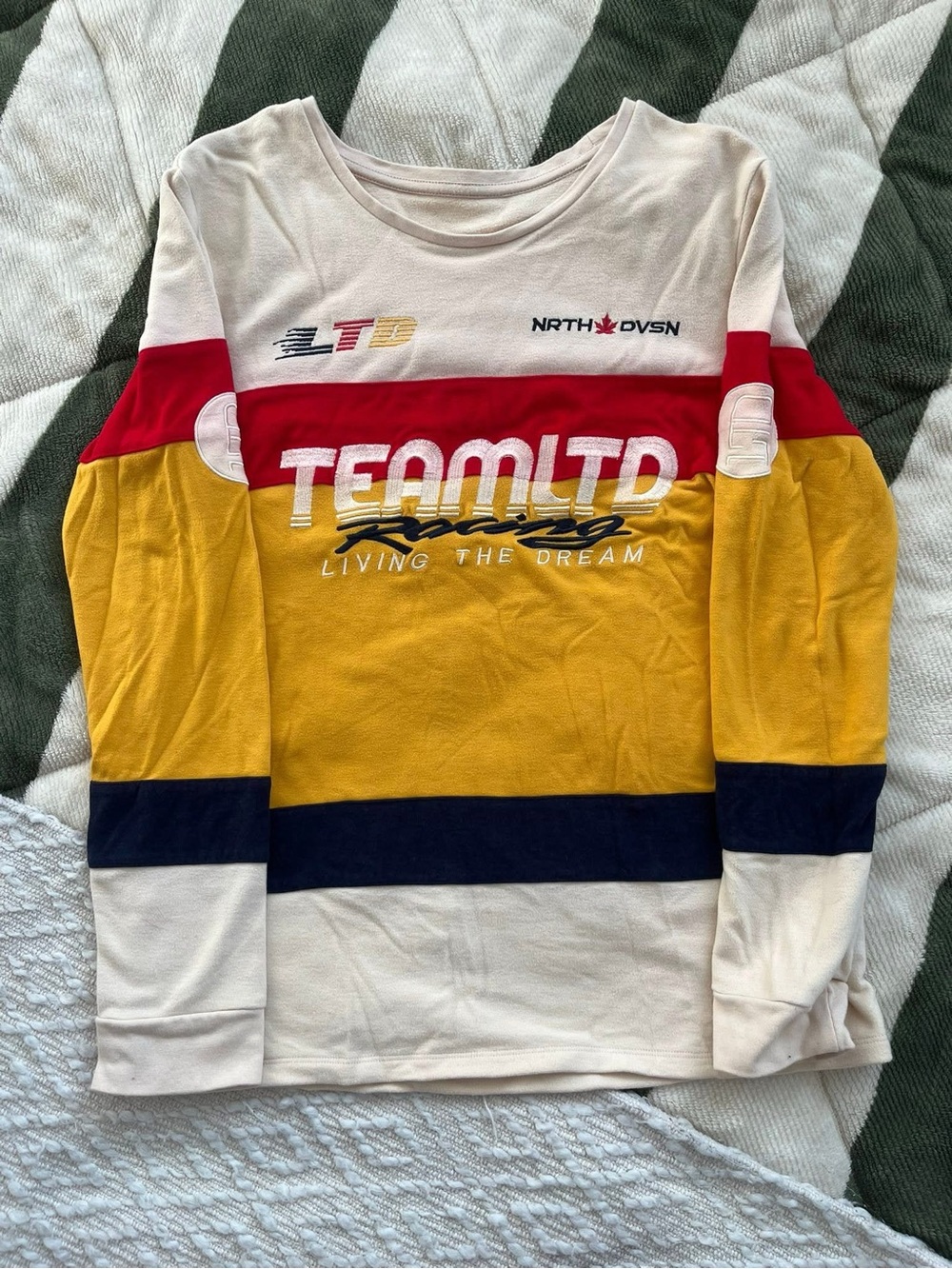 Team Ltd Colorblock Crew Neck Sweater - Yellow/Red/Navy